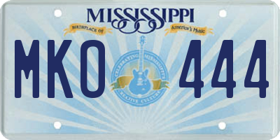 MS license plate MKO444