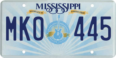 MS license plate MKO445