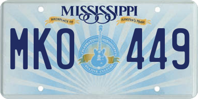 MS license plate MKO449
