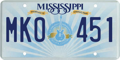 MS license plate MKO451