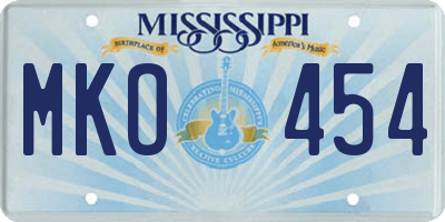MS license plate MKO454