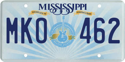 MS license plate MKO462