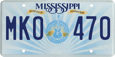 MS license plate MKO470