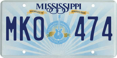 MS license plate MKO474