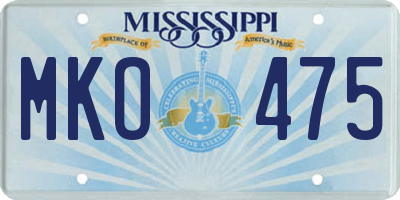 MS license plate MKO475
