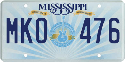 MS license plate MKO476