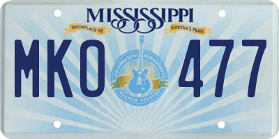 MS license plate MKO477