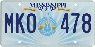 MS license plate MKO478