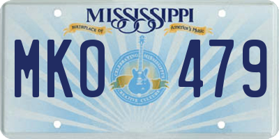 MS license plate MKO479