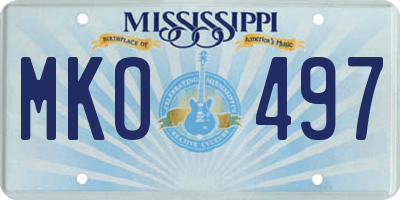 MS license plate MKO497
