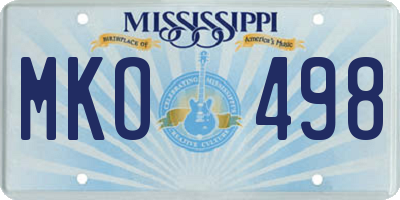 MS license plate MKO498