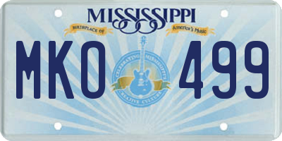 MS license plate MKO499