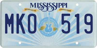 MS license plate MKO519
