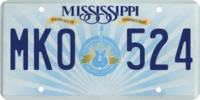 MS license plate MKO524