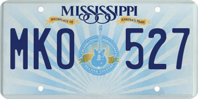 MS license plate MKO527