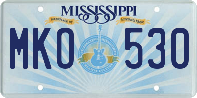 MS license plate MKO530