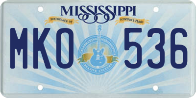 MS license plate MKO536