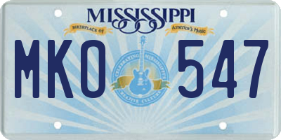 MS license plate MKO547