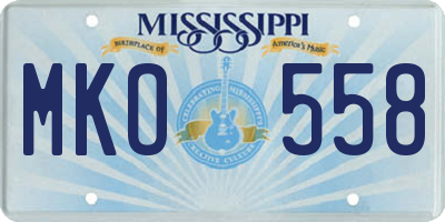 MS license plate MKO558