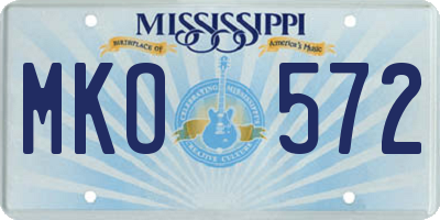 MS license plate MKO572