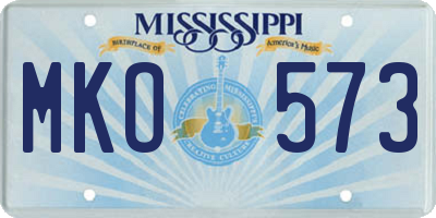 MS license plate MKO573