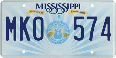 MS license plate MKO574
