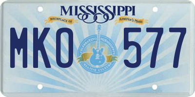 MS license plate MKO577