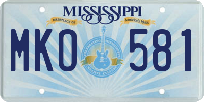 MS license plate MKO581