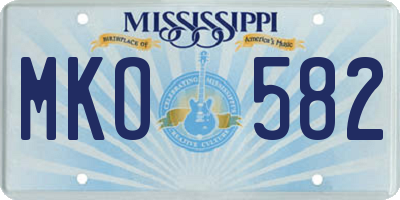 MS license plate MKO582