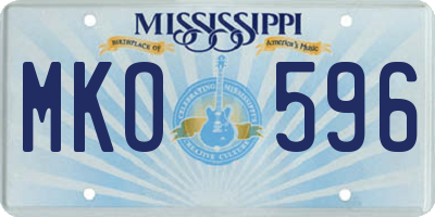 MS license plate MKO596