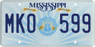 MS license plate MKO599