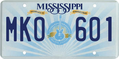 MS license plate MKO601