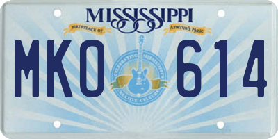 MS license plate MKO614