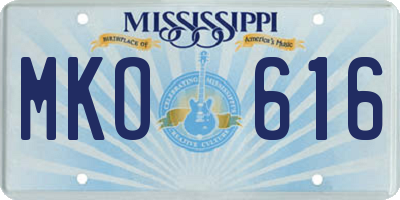 MS license plate MKO616
