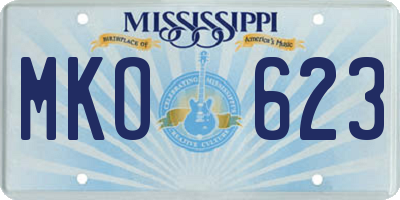 MS license plate MKO623