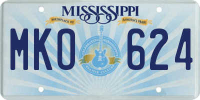 MS license plate MKO624