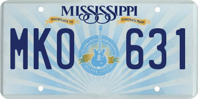 MS license plate MKO631
