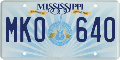 MS license plate MKO640