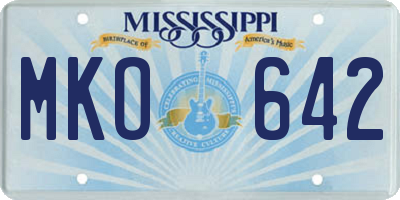 MS license plate MKO642