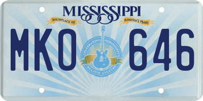 MS license plate MKO646