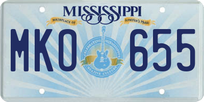 MS license plate MKO655
