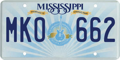 MS license plate MKO662