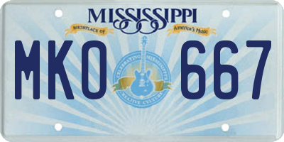 MS license plate MKO667