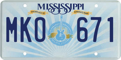 MS license plate MKO671
