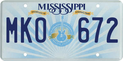 MS license plate MKO672