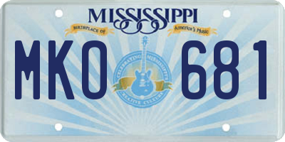 MS license plate MKO681