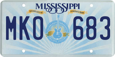 MS license plate MKO683