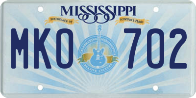 MS license plate MKO702