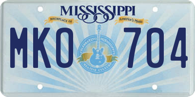 MS license plate MKO704