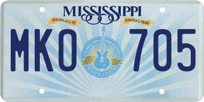 MS license plate MKO705